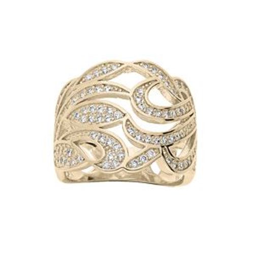 Bague Plaqué Or Volute Oxydes Blancs Sertis