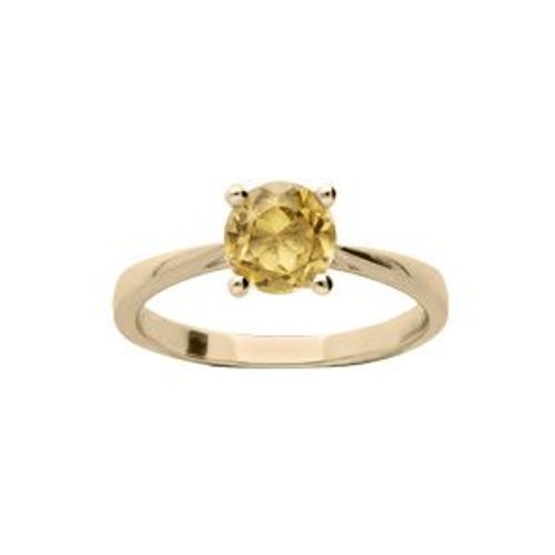 Bague Plaqué Or Pierre Véritable Citrine 6,5mm