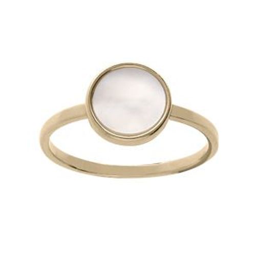 Bague Plaqué Or Ronde Avec Nacre Blanche Véritable 10mm