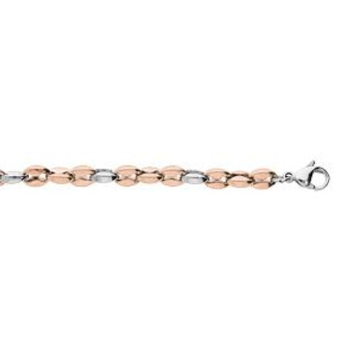 Bracelet Acier Et Pvd Rose Grain De Café 16+3cm