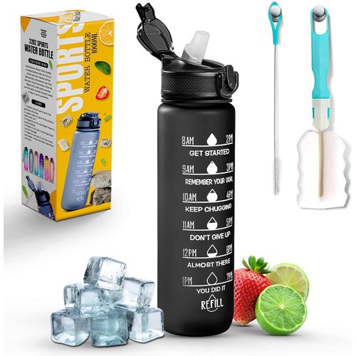 Bouteille D'eau De Sport Avec Paille Et Marquage De Temps, Capacité De 947,2 G, Bouteille Motivante Et Respectueuse De L'environnement, Sans Bpa Pour La Course, La Gym, Le Yoga, L'extérieur Et