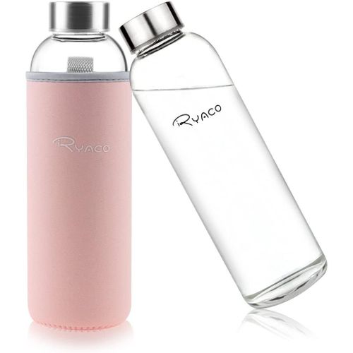 Bouteille D'eau En Verre De 550ml/18oz Sans Bpa¿ Bouteille En Borosilicate Anti-Fuite¿Idéale Pour Maison, Les Voyages, Le Sport, Le Yoga, La Gym, Les Boissons Chaudes Et Froides Avec