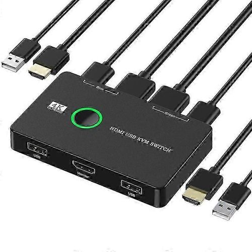 Commutateur KVM 2 ports USB et HDMI compatible avec 2 ordinateurs
