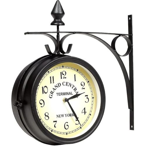 Horloge murale en fer forge, horloge de jardin, horloge de gare, 2 faces, fabriquee a la main, Grand Central Terminal, New York