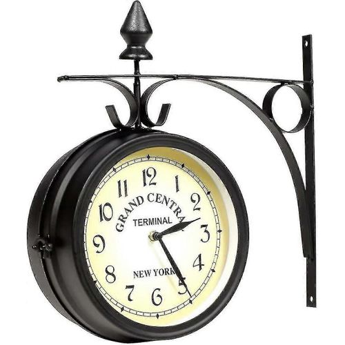 Horloge murale en fer forge, horloge de jardin, horloge de gare, 2 faces, fabriquee a la main, Grand Central Terminal, New York