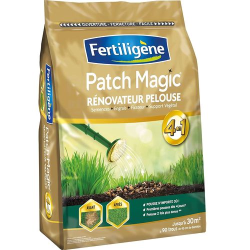 CHECARZHN--NO1-Fertiligene Fpatch7 - Patch Magic Rénovateur De Pelouse 7 Kg - Formule 4 En 1, Semences, Engrais, Fixateur Et Support Végétal - Pelouse 2 Fois Plus Dense - Première Pousses Dès 4 Jours