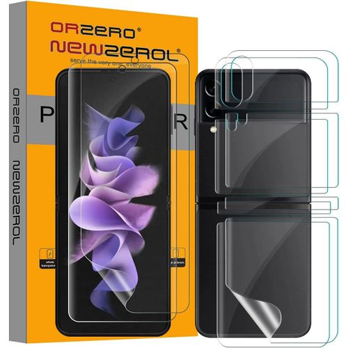 2 Pack Compatible Pour Samsung Galaxy Z Flip 3 5g Protecteur D'écran + Film Protecteur Arrière[Couverture Maximale] [Anti-Rayures] [Sans Bulles] [Faciles À Installer] Tpu Protecteur D'écran
