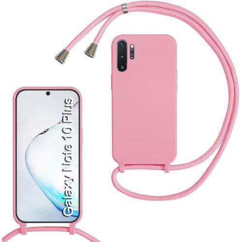 Kal-Coque Compatible Avec Samsung Galaxy Note10 Plus/Note10 Pro, Collier Pour Étui Colliers De Cellulaire Mince Antichoc Réglable Lanyard Case Pu Bumper Pour Samsung Galaxy Note10 Plus, Rose