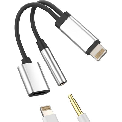 Thef-Adaptateur 3,5 Jack Casquettes 2 En 1 Lightning Chargeur Prise Répartiteur Câble Aux Casque Accessoires Pour Apple Ipad Air Pour Iphone 14 13 12 11 Pro Max 7 8 Plus Xs Xr X Se Écouteurs Chargeur