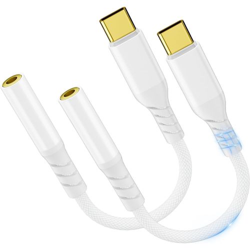 THEF-Adaptateur de Prise de Casque à 3,5mm, 2Pack Adaptateur USB C Jack avec DAC, écouteurs Numérique Type C vers Audio Compatible avec Galaxy S24 S23 S20 Huawei Google Pixel 9/8