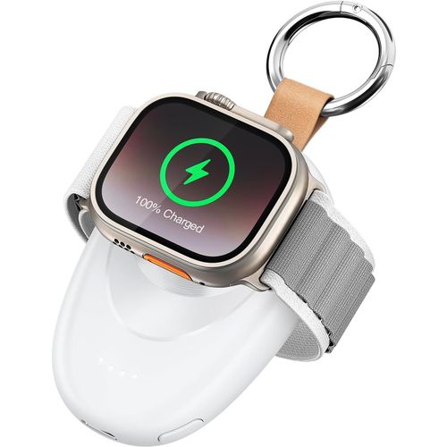 Thef-Chargeur Portable Pour Apple Watch, Banque D'alimentation 1400 Mah Pour Iwatch, Chargeur Magnétique Sans Fil Pour Apple Watch Series 9/8/7/6/5/4/3/2/Se/Se 2/Ultra/Ultra 2 ¿ Blanc