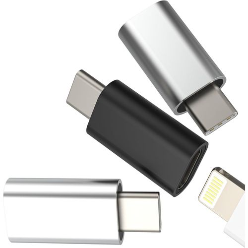 THEF-Adaptateur Lightning Femelle vers USB C Mâle (Lot de 3) pour IPhone 16 15 pour Apple pour IPad Pro Compatible avec Samsung S24 S23 Câble Type C Connecteur Chargeur Rapide Prise Accessoire Voitur