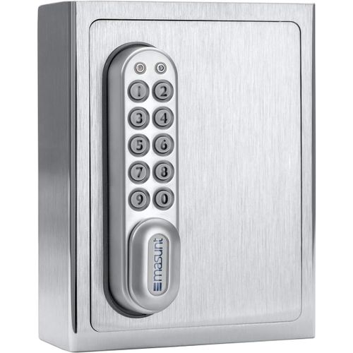 CHECARZHN--NO1-Coffre-Fort À Clés 1120 E Code | Attribution Innovante De Code En Ligne À Distance | Coffre-Fort Électronique En Acier Inoxydable V2A Massif | Résistant Aux Intempéries | Argent