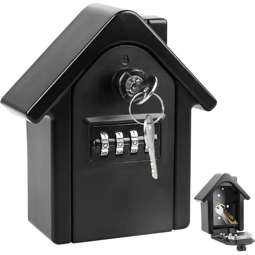 CHECARZHN--NO1-Code À 4 Chiffres 1 Boîte À Clés Robuste, Coffre-Fort Pour Clés Sûr, Pour La Maison, Le Bureau Et L'École (15X13,5X5,5 Cm/Noir)