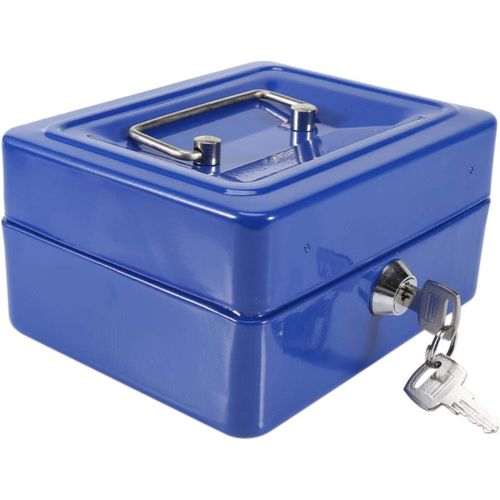 CHECARZHN--NO1-Mini Boîte De Sécurité, Petit Coffre Fort Avec Une Conception À 6 Compartiments Caisse D'Argent Verrouillable Pour Le Sécurité De Bijoux En Espèces Bureau À Domicile Clés Cadeau Bleu