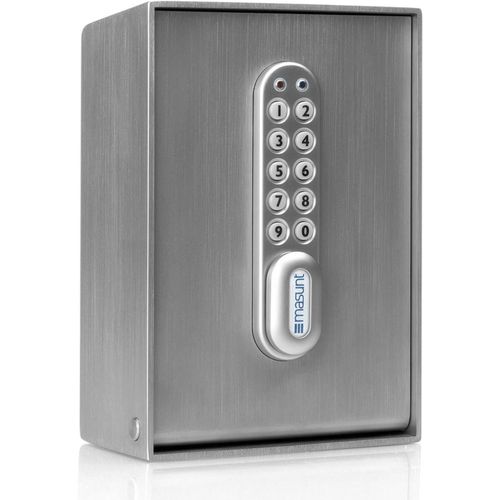 CHECARZHN--NO1-Coffre-Fort À Clés 2120 E Code | Attribution Innovante De Code En Ligne À Distance | Coffre-Fort Électronique En Acier Inoxydable V2A Massif | Sécurité imale | Argent