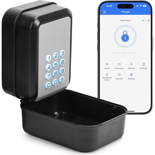 CHECARZHN--NO1-Boîte À Clés Intelligente Grand Format Avec Verrou - Contrôle Via L'Application Ttlock, Déverrouillage Par Bluetooth Et Code Secret - Boîte À Clés Murale Pour Airbnb, Agents Immobilier