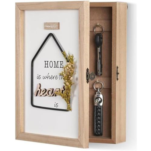 Checarzhn--No1-Boîte À Clés En Bois, Porte Clef Mural, Boite A Clefs Murale Avec 6 Porte-Clés, Boite A Clef Decorative Accroche Clé Mural, Organ Ur Mural Pour Entrée, Couloir, Bureau