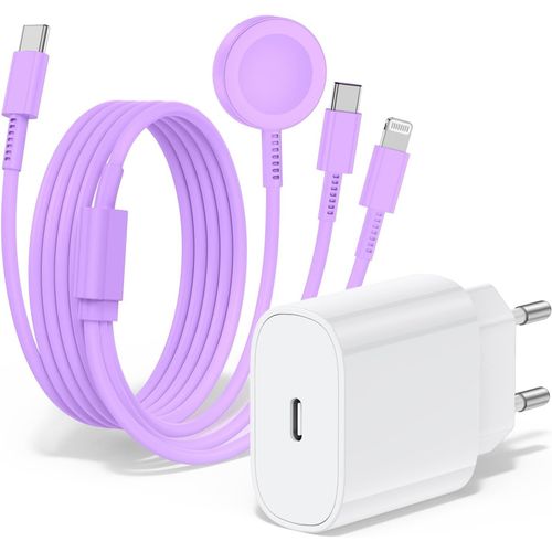 Thef-Chargeur Pour Apple Watch, Chargeur Usb C 20 W Avec Câble De Charge Apple Watch 3 En 1 (2 M), Chargeur Apple Watch Pour Apple Watch Series 9/8/7/6/Se/5/4/Iphone 16/15/14/13/12/11/Ipad En Charge