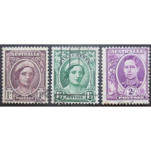 Australie Série N°143 Au 145 Elizabeth Et George 6 Oblitérés