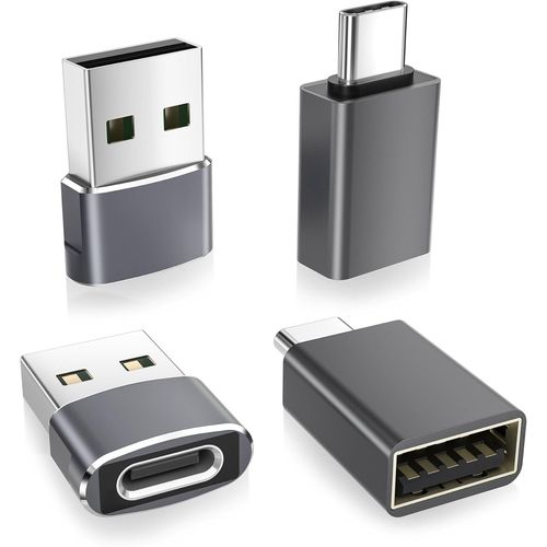 THEF-Adaptateur USB C 4 Pack,Type C Femelle vers USB A Mâle Chargeur Câble & Thunderbolt 4 OTG Convertisseur pour MacBook,iPhone 16 15 14 13 12 Plus Pro Max Mini,Galaxy S25 S24 A54,Z Fold Flip 5