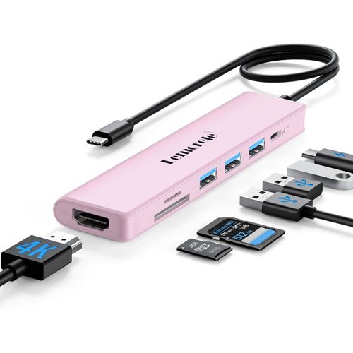 HUB Type C 7-en-1,Adaptateur AVCE 4K HDMI,1 USB 3.0,2 USB 2.0,100W PD,Lecteur SD/TF,pour MacBook Air/Pro,Steam Deck,Switch et Plus d'appareils de Type C