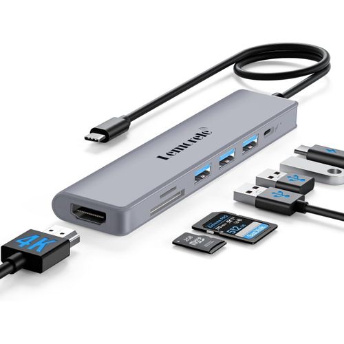 HUB Type C 7 en 1,Adaptateur AVCE 4K HDMI,1 USB 3.0,2 USB 2.0,100W PD,Lecteur SD/TF,pour MacBook Air/Pro,Steam Deck,Switch et Plus d'appareils de Type C