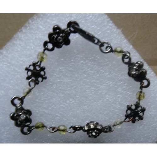 Bracelet Ambre Jaune Et Argenté