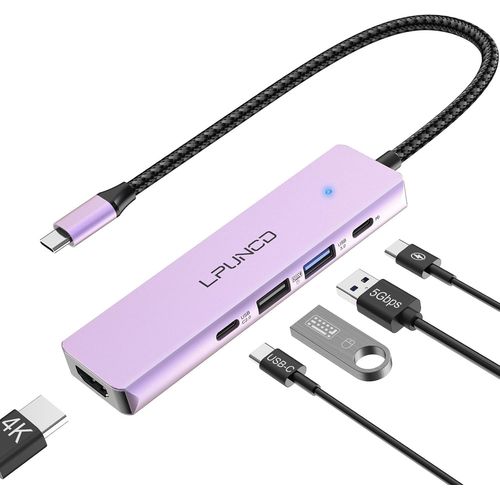 Hub USB C avec 4K HDMI,PD100W,USB C,2*Ports Data USB A,Adaptateur USB C Multiports,Docking Station USB C pour iPhone 15/15 Pro,Galaxy S24,MacBook Pro/Air,iPad Pro/Air,Steam Deck etc..[M38]