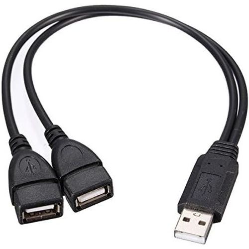 USB 2.0 A Male to 2 Dual USB Jack Femelle Y Splitter Hub Câble Adaptateur Cordon d'alimentation