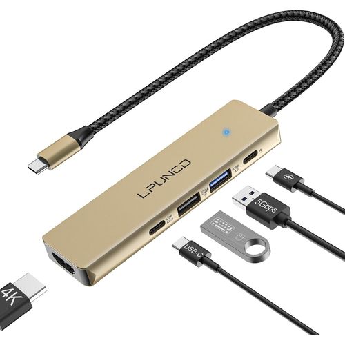 Hub USB C avec 4K HDMI,PD100W,USB C,2*Ports Data USB A,Adaptateur USB C Multiports,Docking Station USB C pour iPhone 15/15 Pro,Galaxy S24,MacBook Pro/Air,iPad Pro/Air,Steam Deck etc..[M37]