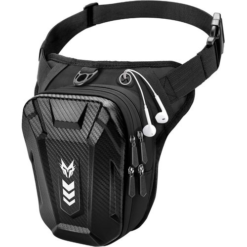 Sacoche de Jambe Moto,[Capacité Extensible] Sac Banane Pochette Ceinture Homme & Femme,Coque EVA,Bande Réfléchissante et Sangle de Jambe Réglable,Leg Pack pour Cyclisme Course Randonnée