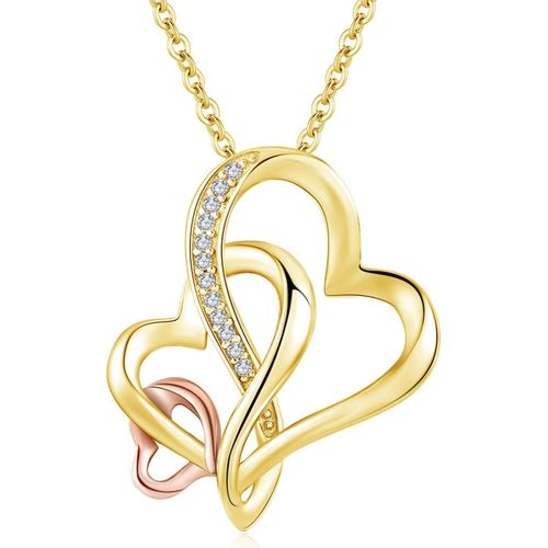 Cmjaagur-Collier En Argent Sterling 925 Plaqué Or Avec Pendentif Trois C?Urs Avec Zircone, Chaîne D'extension De 18 + 2 Cm, Cadeau Pour Femme, 25*30mm, Argent Sterling, Malachite[M958]