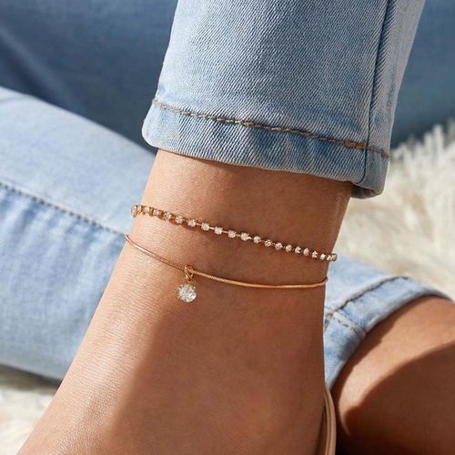 Cmjaagur-Anklets For Women Cubic Zirconia Tennis Bracelet Snake Chain Anklet Dainty Thin Beach Rhinestone Charms Ankle Chain Foot Jewellery For Women[M558]