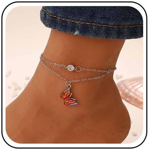 Cmjaagur-Bracelet De Cheville Bohème En Forme De Papillon Avec Strass En Émail Noir Et Pendentif Papillon Pour Femme[M765]