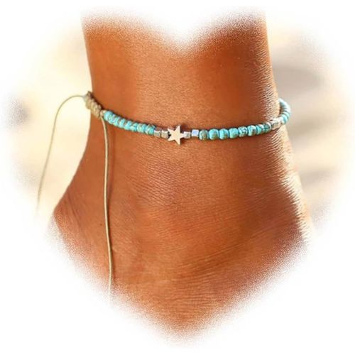 Cmjaagur-Bohemian Blue Beads Anklet For Women Stars Braided Rope Anklet Anklet Anklet Summer Beach Anklet Ornament For Women[M768]