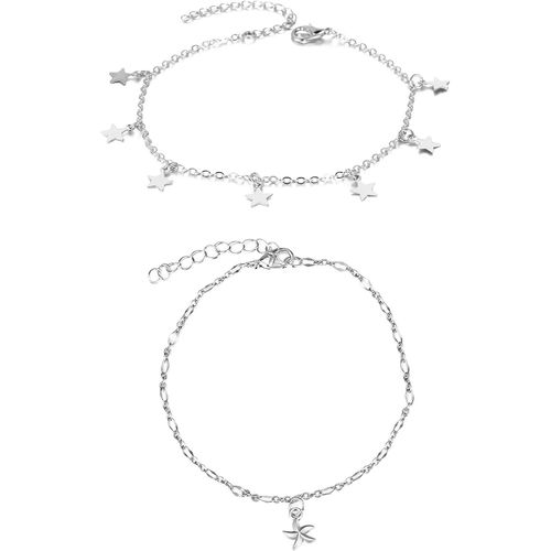 Cmjaagur-Ankle Chains For Women Girls Adjustable Bracelet In Rose Silver And Gold Bohemian Heart Pearl Rhine-Stone[M562]