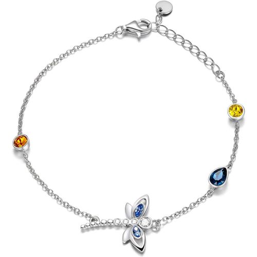 Cmjaagur-Dragonfly Anklet 925 Sterling Silver Dragonfly Jewelry Gifts For Women, Crystal, Crystal[M380]