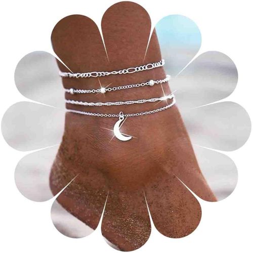 Cmjaagur-Boho Moon Bracelet De Cheville Argenté À Superposer Pour Femme Et Fille[M498]