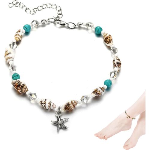 Cmjaagur-Yean Seashell Anklet Starfish Turquo Ankle Bracelet Silver Foot Chain Jewellery For Women And Girls[M494]