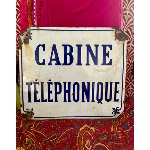 Plaque Émaillée Vintage Cabine Téléphonique – Décoration Rétro