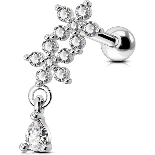 16g Dangle Earring Piercing Jewellery Conch Ring Studs Flower Cartilage Cz Stainless Steel Gold Silver Upper Top Lower Forward Ear Tragus Lobe For Women Girls.[X2542]
