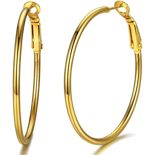 Boucles D'oreilles Femme Créoles 30/40/70/100mm En Acier Inoxydable/Plaqué Or Hoop Earrings