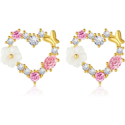 Boucles D'oreilles Clous En Or Pour Femme,Boucles D'oreilles Filles Plaquées Or 18 Carats Avec Perles De Fleurs Pour Fête,Mariages.[X2206]