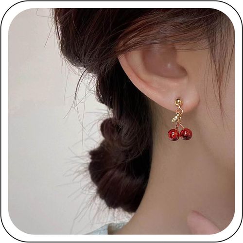 Boucles D'oreilles Pendantes Cerises En Cristal Rouge Boucles D'oreilles Fruits Mignons Breloques Boucles D'oreilles Cerises 3d Légères Boucles D'oreilles Fruits Stéréo Bijoux Pour Femmes.[X3353]