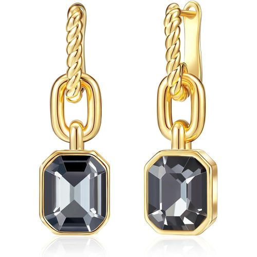 Boucles D'oreilles Pendantes En Cristal Doré,Boucles D'oreilles Créoles Plaquées Or 18 Carats Cadeau Pour Mère Femme.[X2230]