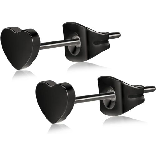 Boucles D'oreilles Coeur Plat Titane Sans Nickel Hypoallergénique Pour Oreille Sensible Délicat En Forme De Coeur Pour Les Femmes Filles Adolescents-Noir,Argent,Or,Or Rose.[X3389]