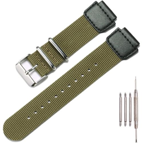Bracelet De Montre De Rechange En Nylon Militaire Compatible Avec Casio Ae1200wh Ae-1500 W-218h Sgw-300 500 Pour Homme Avec Anneau En Acier Inoxydable.[U2997]