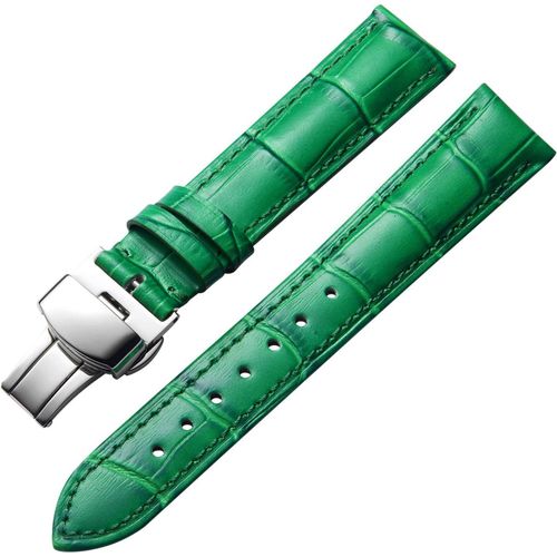 Bracelet De Montre En Cuir Femme Homme 12mm-24mm Bracelet De Remplacement Avec Boucle De Déploiement Papillon Argent/Or/Or Rose.[U2279]