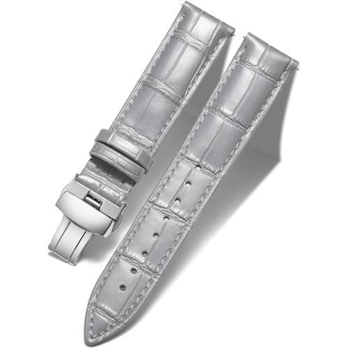 Bracelet De Montre En Cuir Femme Homme 12mm-24mm Bracelet De Remplacement Avec Boucle De Déploiement Papillon Argent/Or/Or Rose.[U2284]